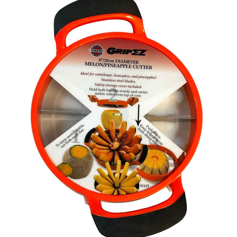 NWT - NORPRO Grip-EZ 8-inch Melon & Pineapple Fruit Cutter / Slicer